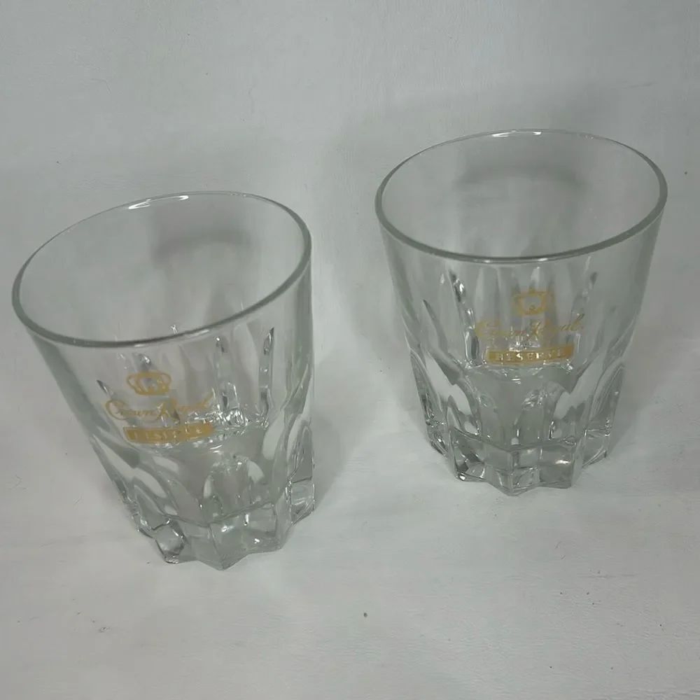 Crown Royal Reserve 8 Oz Rocks Glass 3 1/4 Round 4 In Tall Set 2 Whiskey Cocktai